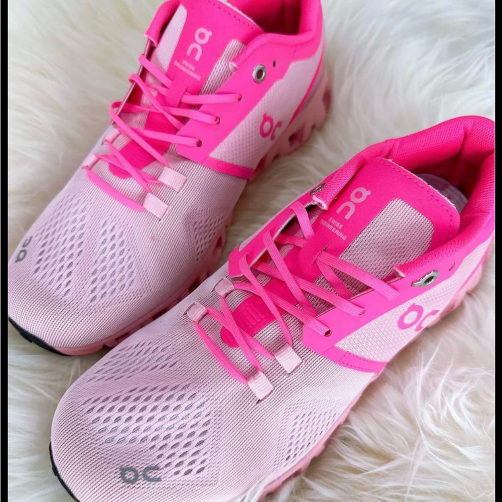 On Running Women's Athletic Shoes in Pink and White